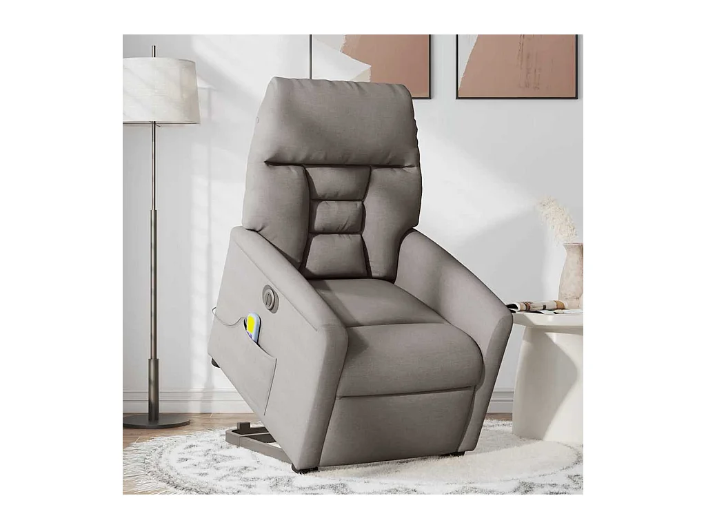 Fauteuil inclinable électrique-Chaise de relax-Fauteuil de Massage Taupe Tissu SHL3667