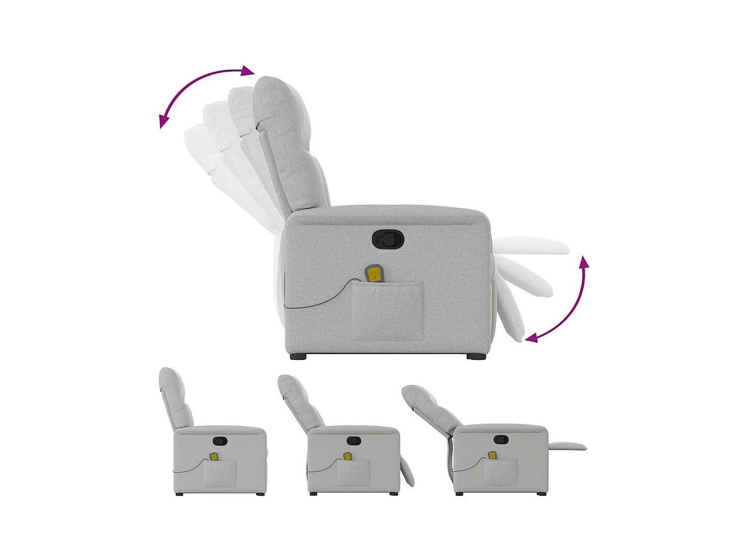 Sillón de salón | Silla | Sillón de masaje reclinable de pie de tela gris nube SHL8260