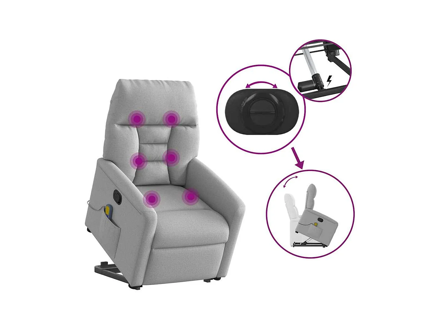 Sillón de salón | Silla | Sillón de masaje reclinable de pie de tela gris nube SHL8260