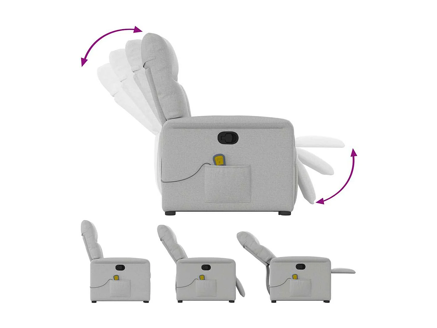 Fauteuil inclinable-Chaise de relax-Fauteuil de Massage gris nuage tissu SHL3854