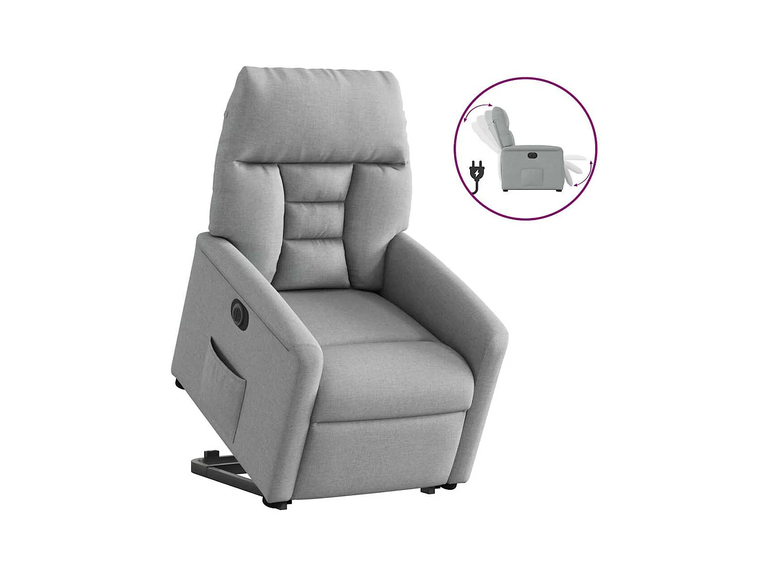 Poltrona Confortável | Poltrona reclinável elevatória elétrica tecido cinzento-claro SHL411587