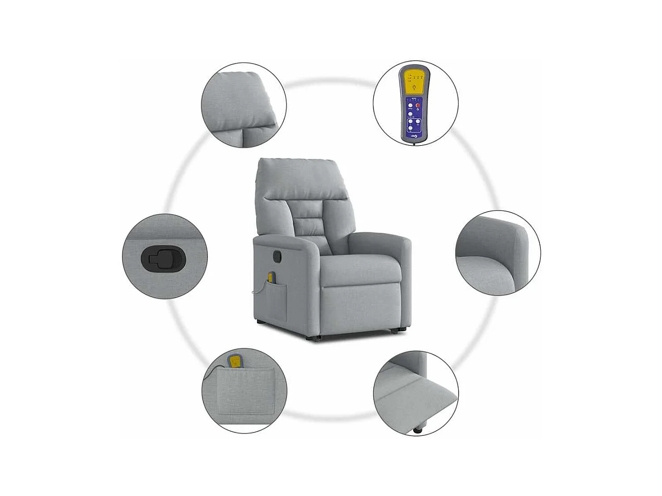 Sillón de salón | Silla | Sillón de masaje reclinable de pie de tela gris claro SHL3726