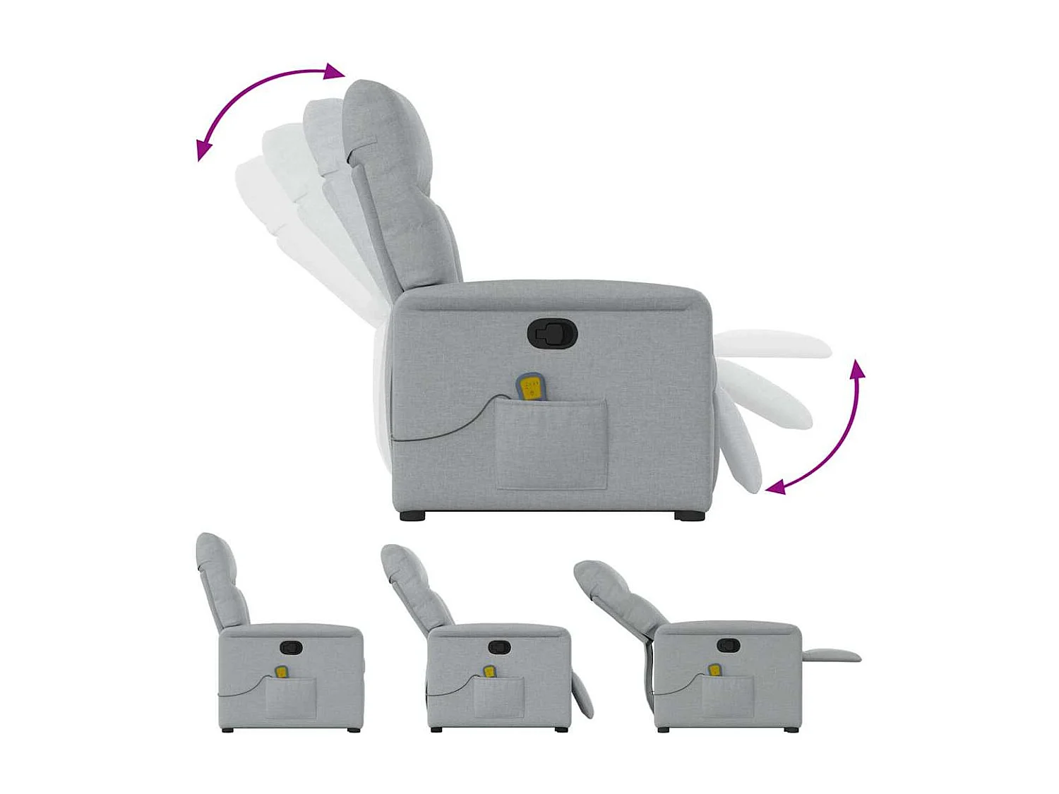 Fauteuil inclinable-Chaise de relax-Fauteuil de Massage Gris clair Tissu SHL4275