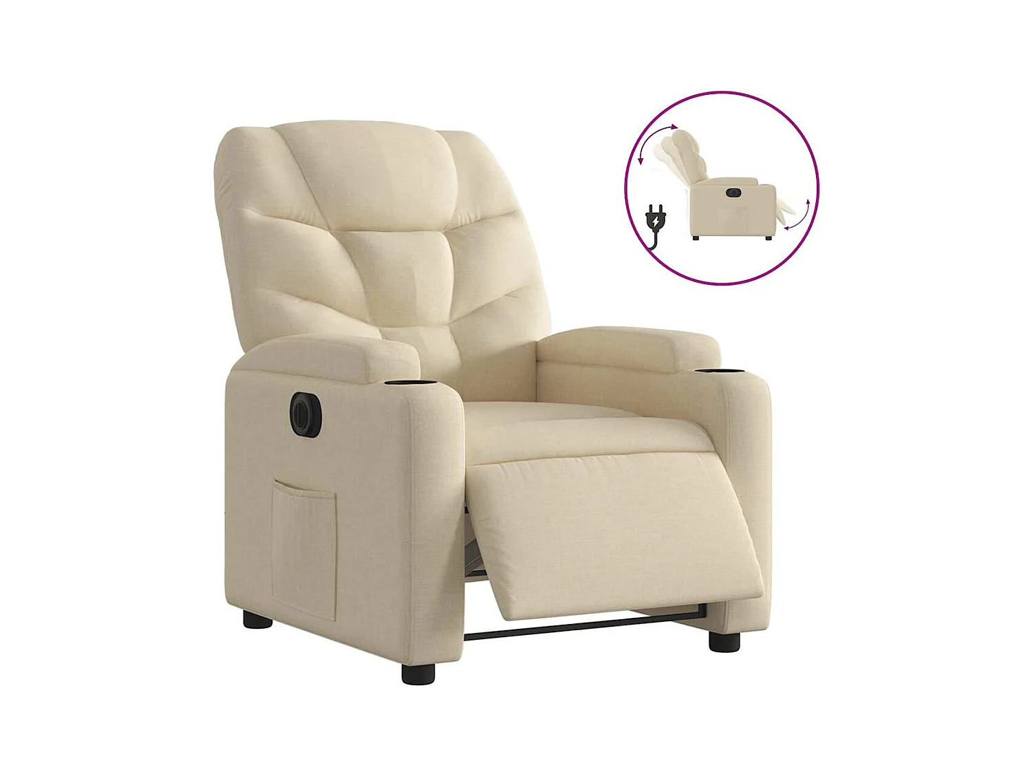Fauteuil inclinable électrique-Chaise de relax-Fauteuil salon Crème Tissu SHL4156