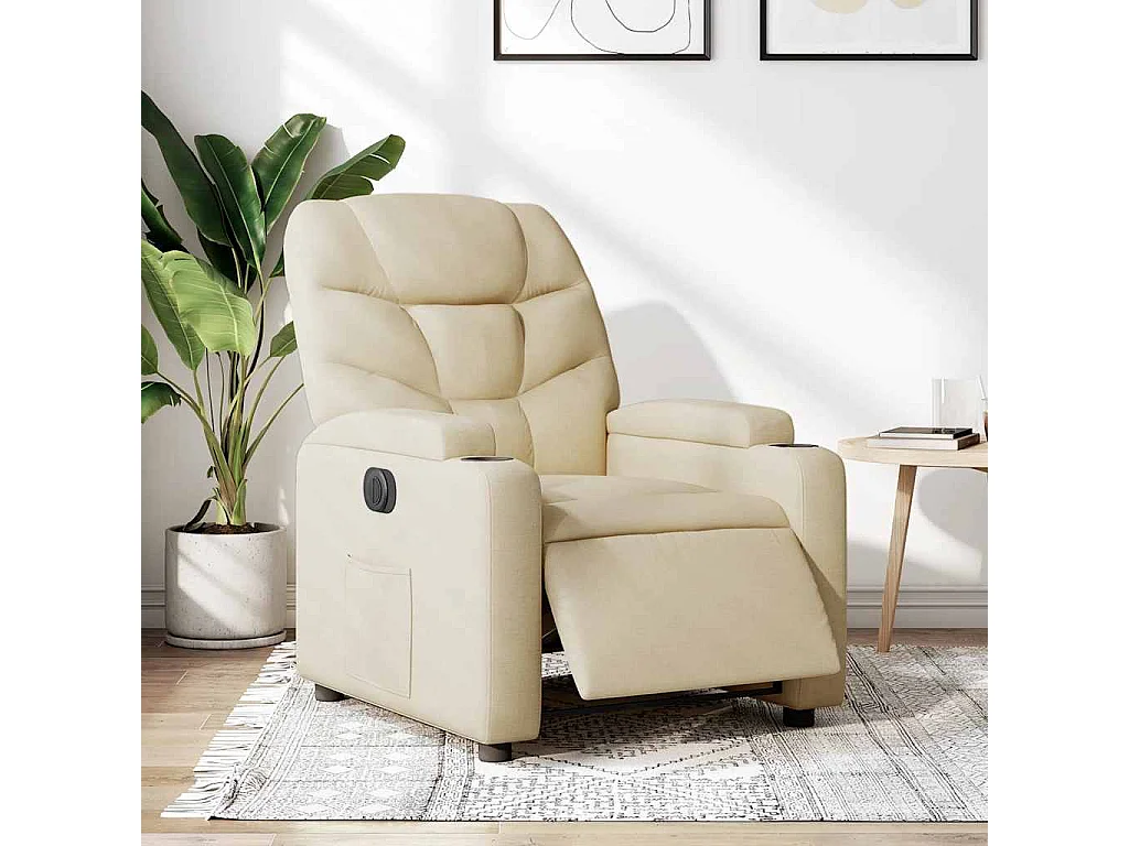 Relaxsessel Elektrisch | Lounge Sessel indoor Creme Stoff SHL54113