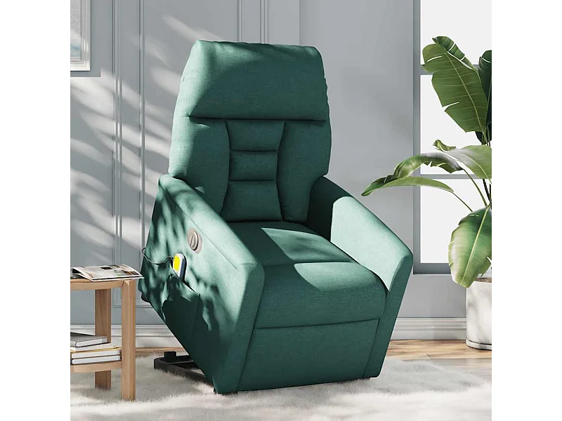 Sillón de salón | Silla | Sillón masaje eléctrico reclinable elevable tela verde oscuro SHL9806