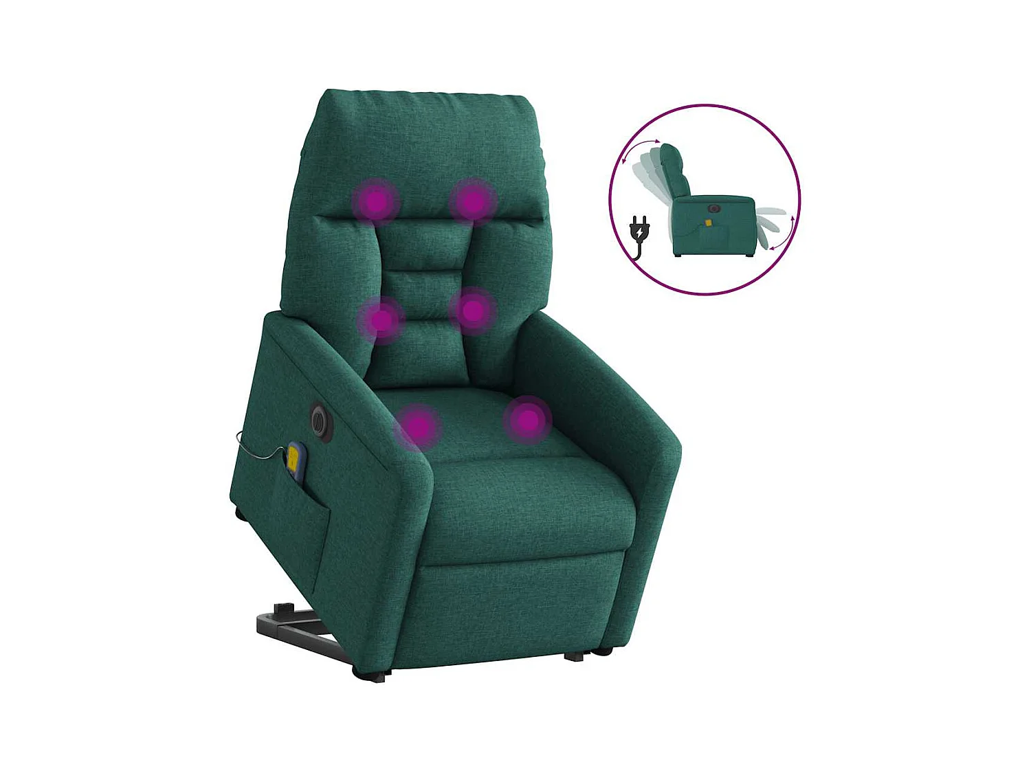 Sillón de salón | Silla | Sillón masaje eléctrico reclinable elevable tela verde oscuro SHL9806