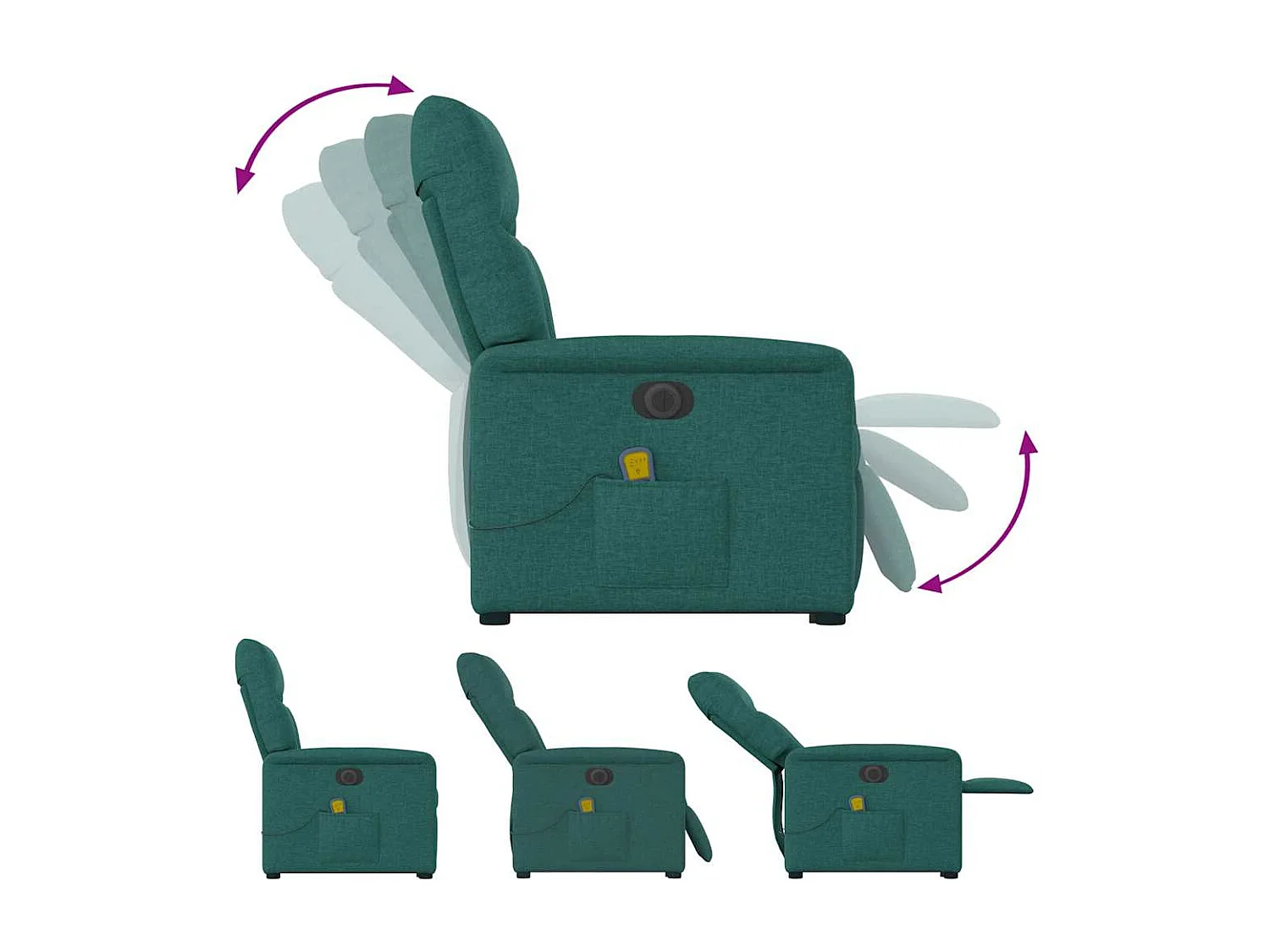 Sillón de salón | Silla | Sillón masaje eléctrico reclinable elevable tela verde oscuro SHL9806