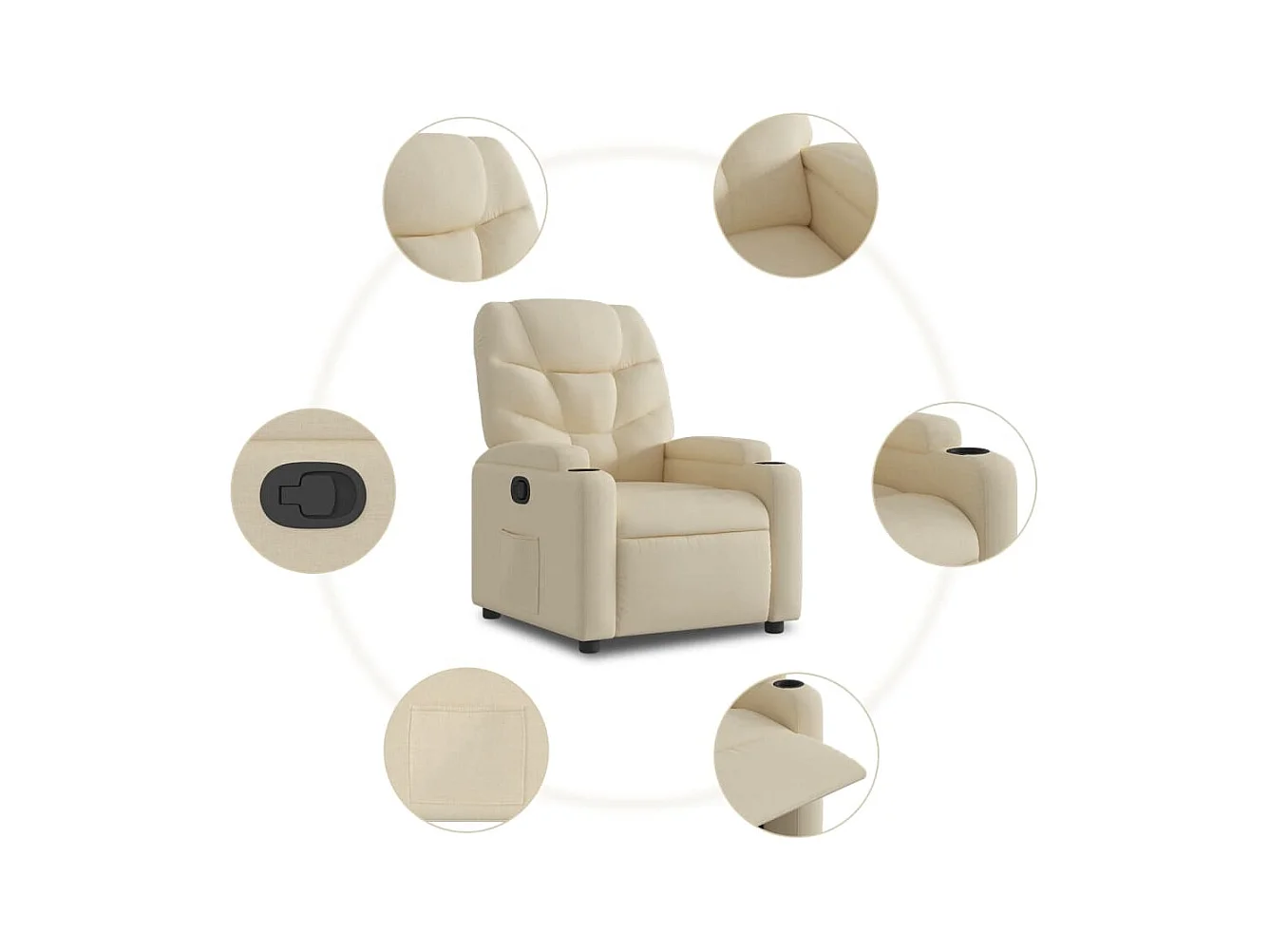 Sillón de relax | Sillón reclinable de tela crema SHL7928