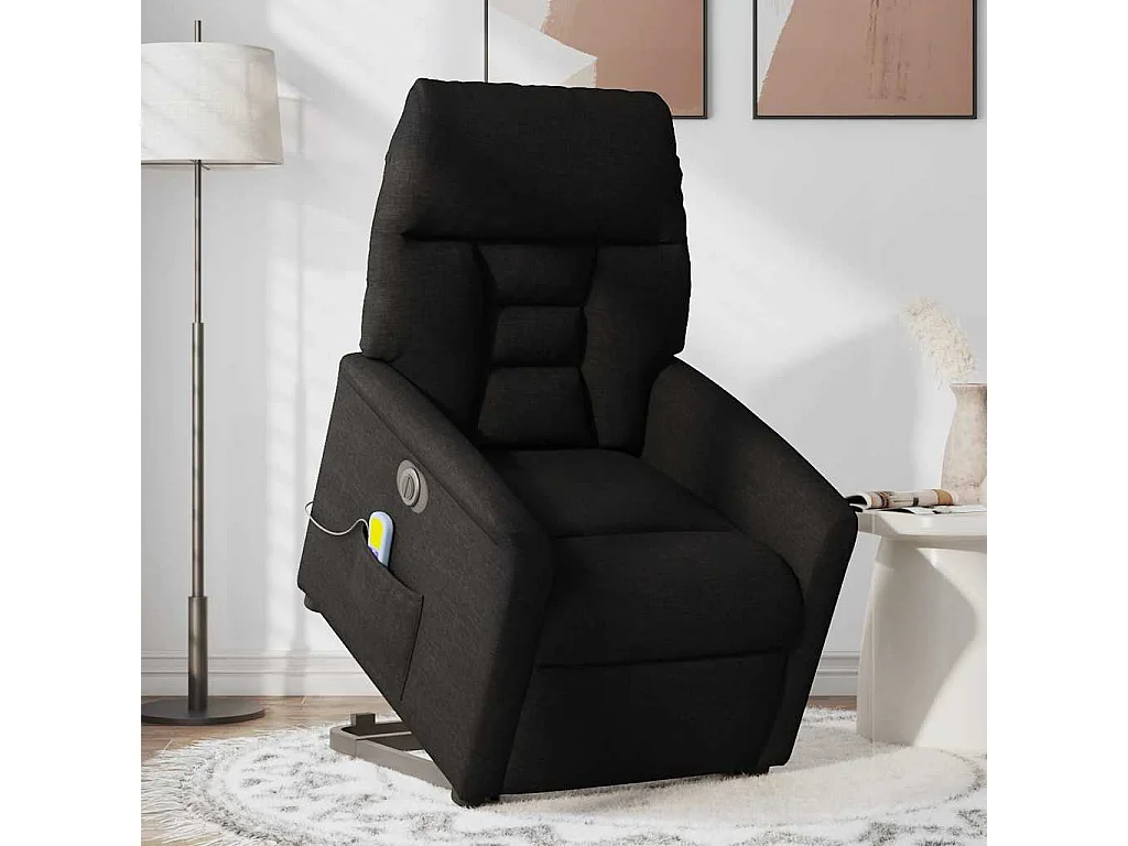 Sillón de salón | Silla | Sillón de masaje eléctrico reclinable elevable tela negro SHL4034