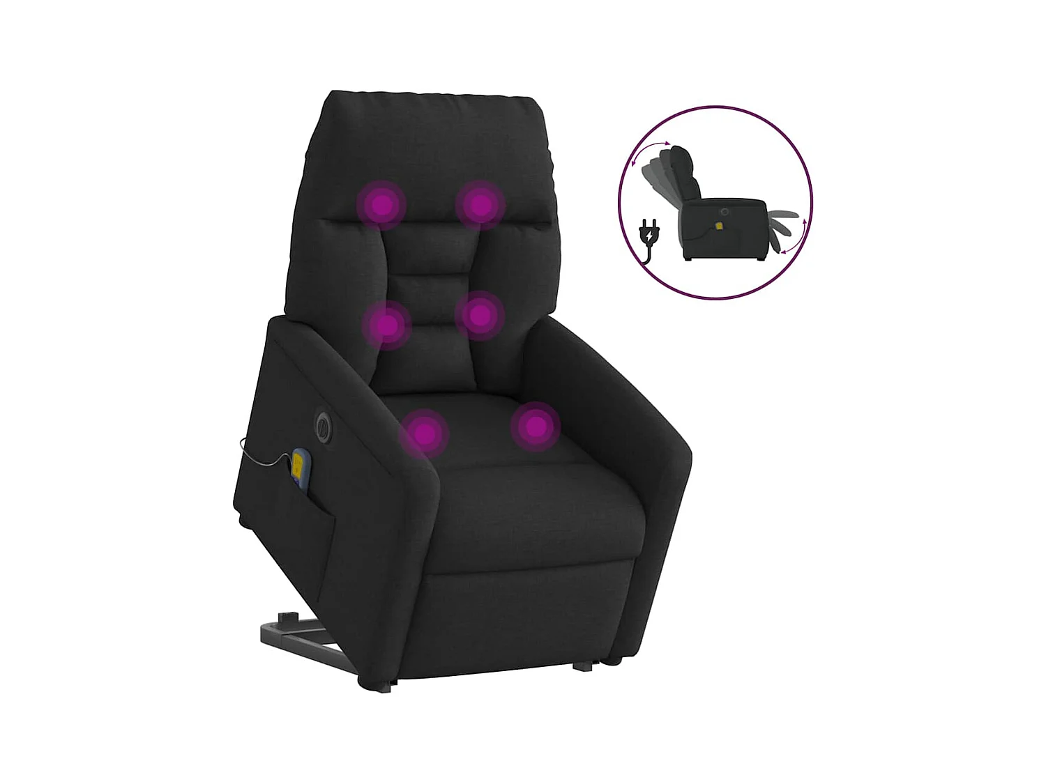 Sillón de salón | Silla | Sillón de masaje eléctrico reclinable elevable tela negro SHL4034