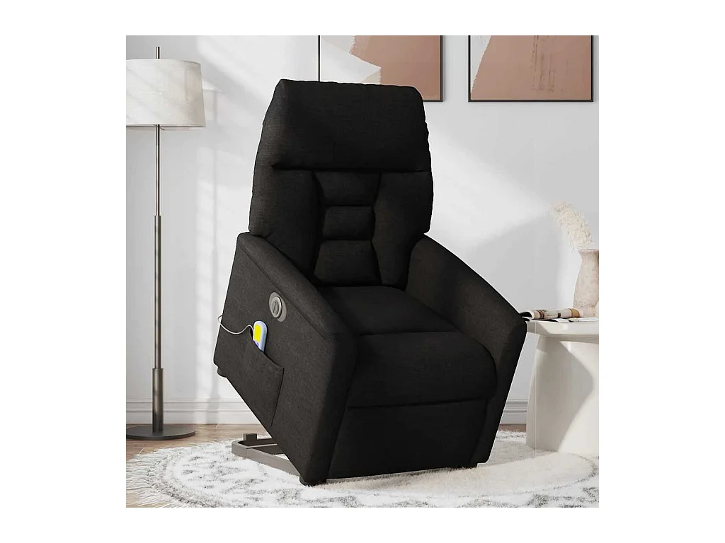 Fauteuil inclinable électrique-Chaise de relax-Fauteuil de Massage Noir Tissu SHL4133