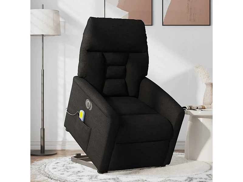 Fauteuil inclinable électrique-Chaise de relax-Fauteuil de Massage Noir Tissu SHL4133