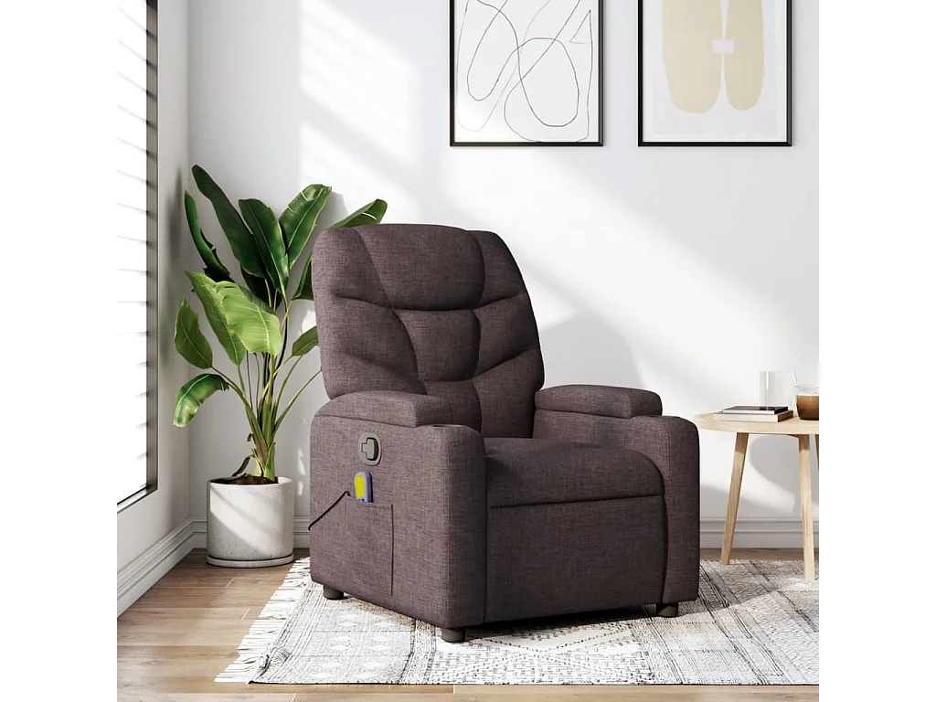 Fauteuil inclinable-Chaise de relax-Fauteuil de Massage Marron foncé Tissu SHL5091