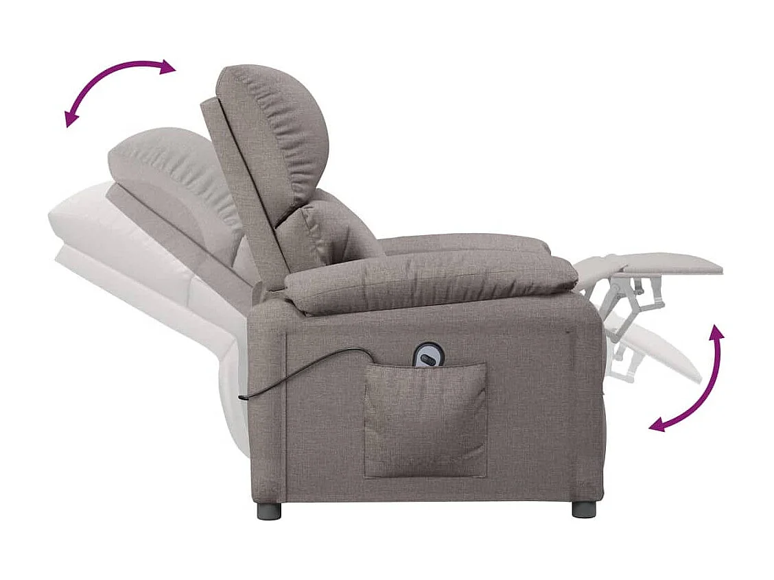 Sillón de relax | Silla | Sillón reclinable eléctrico tela gris taupé SHL3792