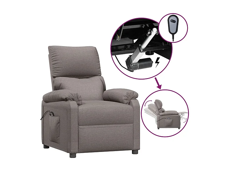 Sillón de relax | Silla | Sillón reclinable eléctrico tela gris taupé SHL3792