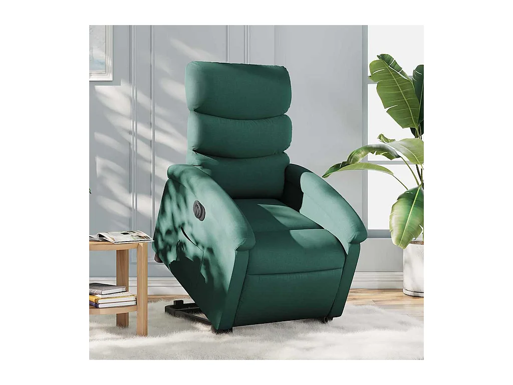Silla de relax | Sillón eléctrico reclinable elevable de tela verde oscuro SHL3238