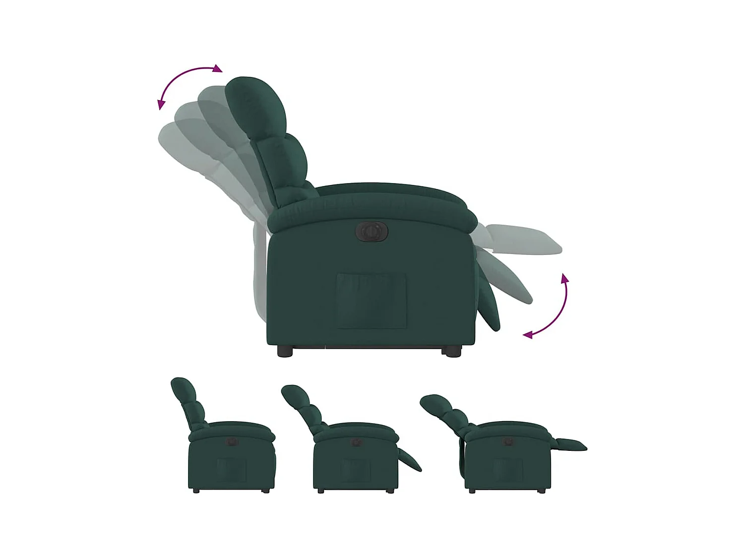 Silla de relax | Sillón eléctrico reclinable elevable de tela verde oscuro SHL3238