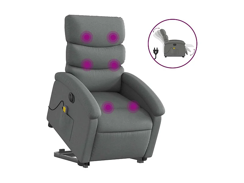 Sillón de salón | Silla | Sillón de masaje eléctrico reclinable elevable tela gris oscuro SHL5755