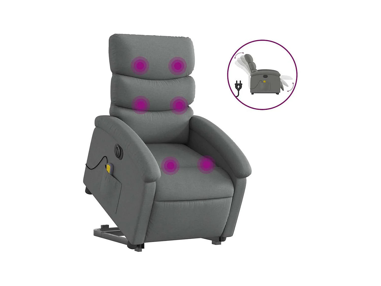 Fauteuil inclinable électrique-Chaise-Fauteuil de Massage Gris foncé Tissu SHL2547
