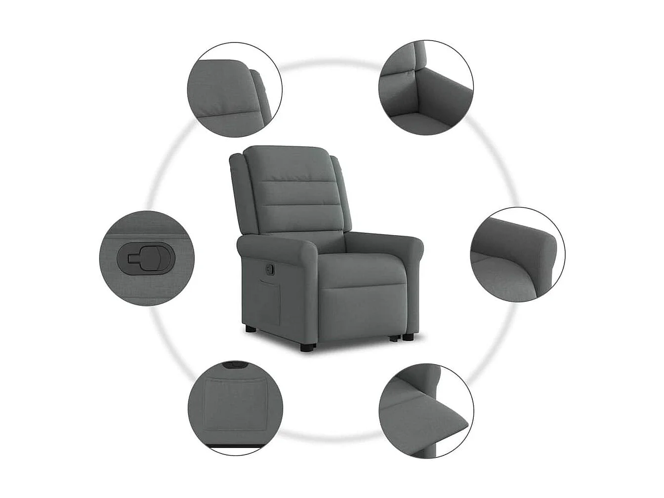 Fauteuil inclinable-Chaise de relax-Fauteuil TV Gris foncé Tissu SHL2507