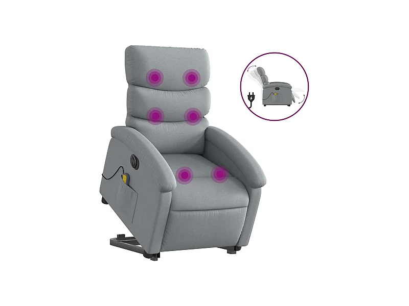 Sillón de salón | Silla | Sillón de masaje eléctrico reclinable elevable tela gris claro SHL4142