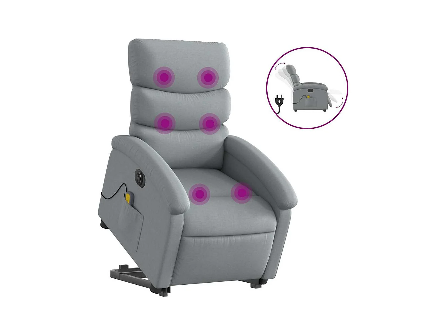 Fauteuil inclinable électrique-Chaise-Fauteuil de Massage Gris clair Tissu SHL3734