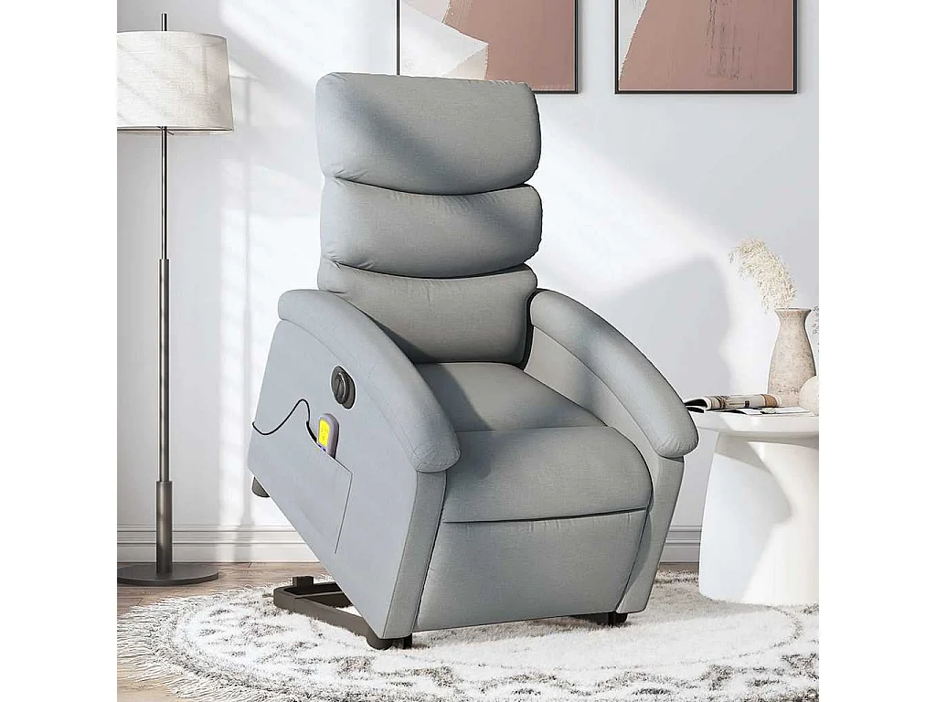Fauteuil inclinable électrique-Chaise-Fauteuil de Massage Gris clair Tissu SHL3734