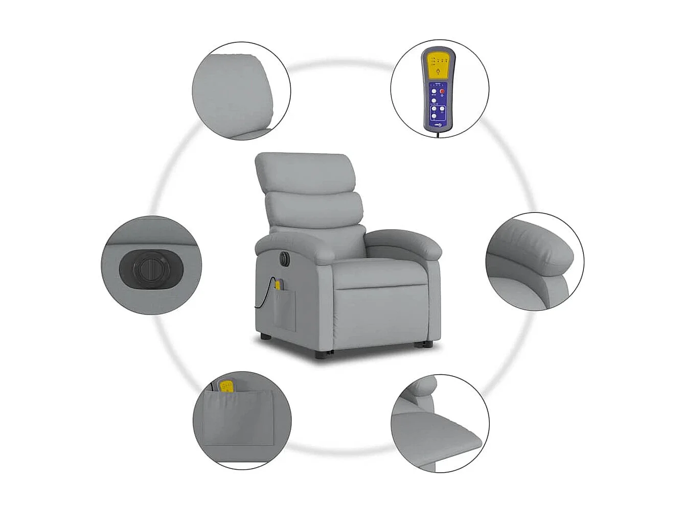 Fauteuil inclinable électrique-Chaise-Fauteuil de Massage Gris clair Tissu SHL3734