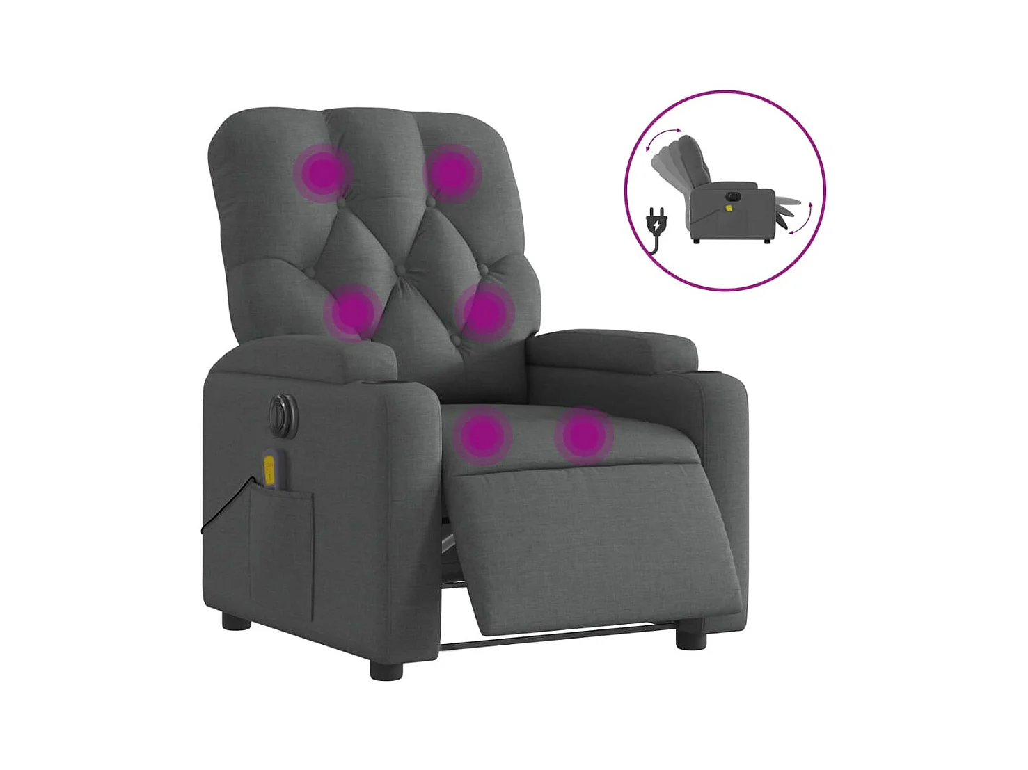 Fauteuil inclinable électrique-Chaise-Fauteuil de Massage gris foncé tissu SHL5094