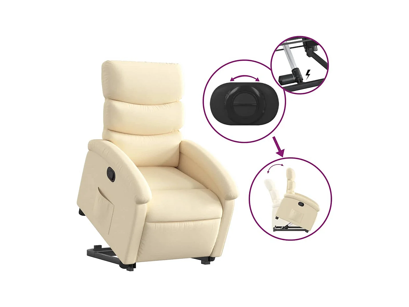 Poltrona Confortável | Poltrona reclinável elevatória tecido cor creme SHL955501