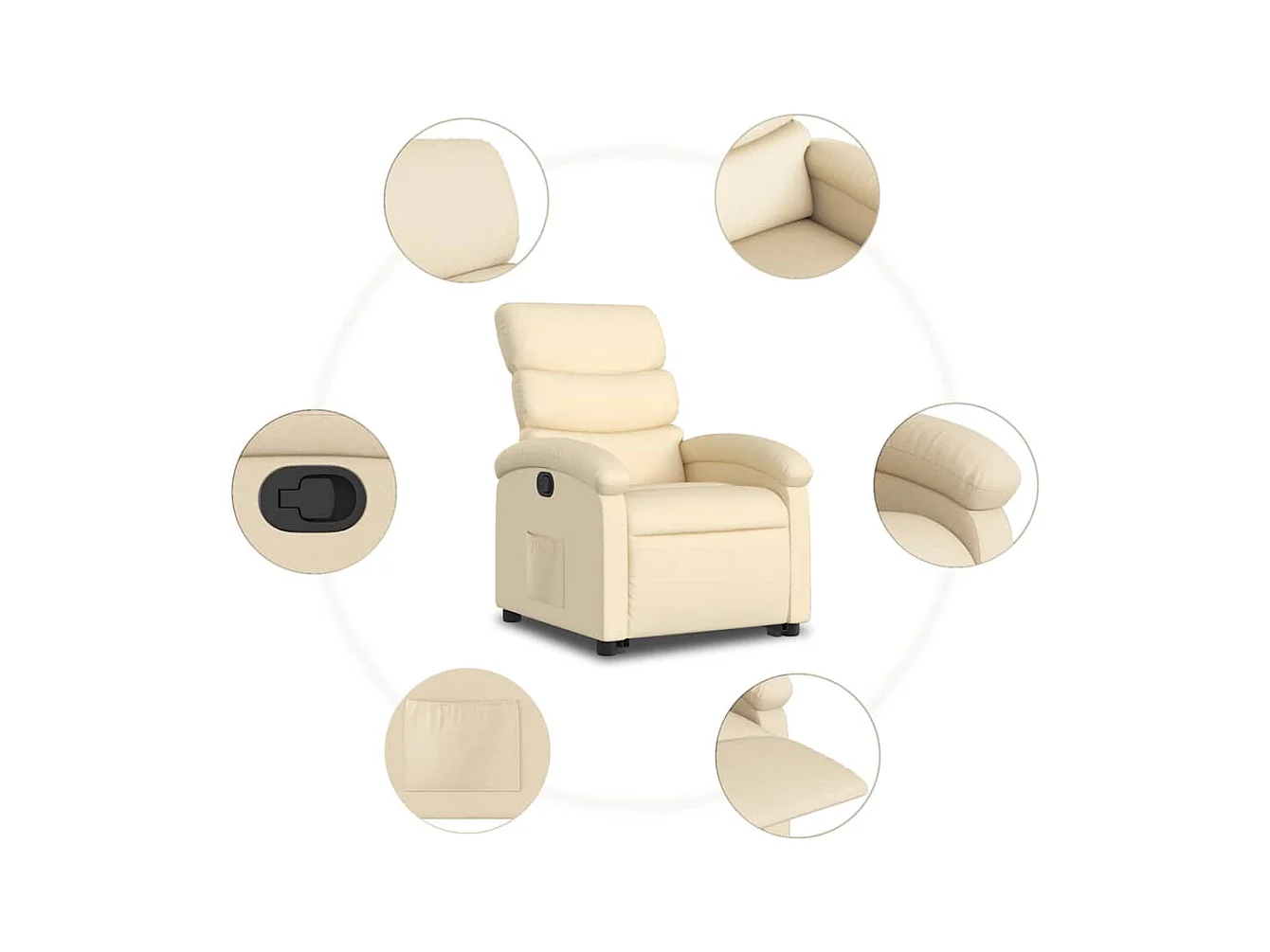 Poltrona Confortável | Poltrona reclinável elevatória tecido cor creme SHL955501