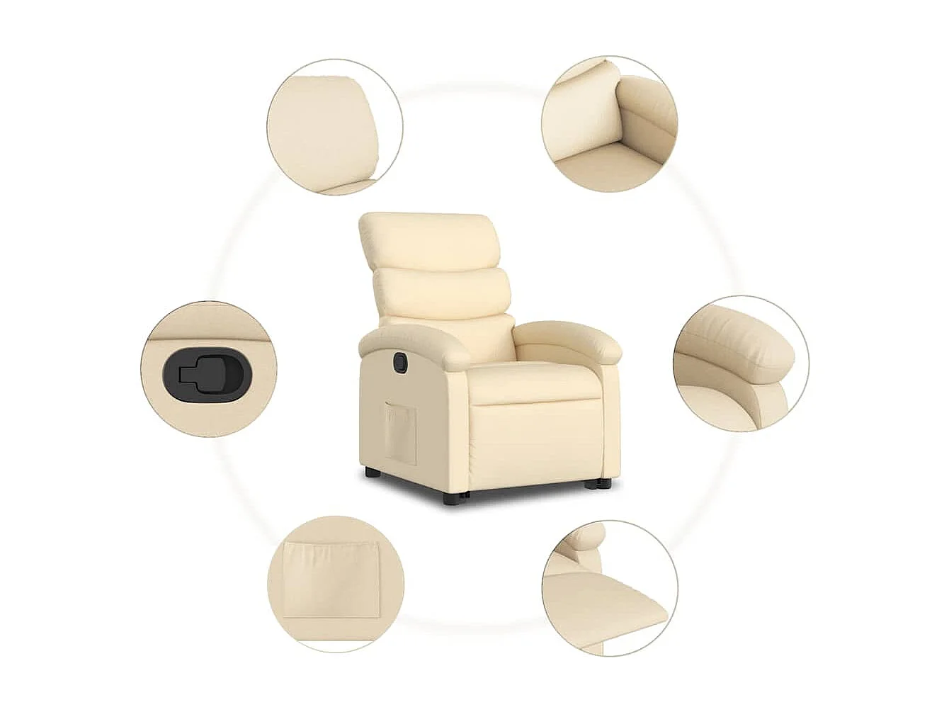 Sillón de relax | Sillón reclinable elevable de tela color crema SHL2359