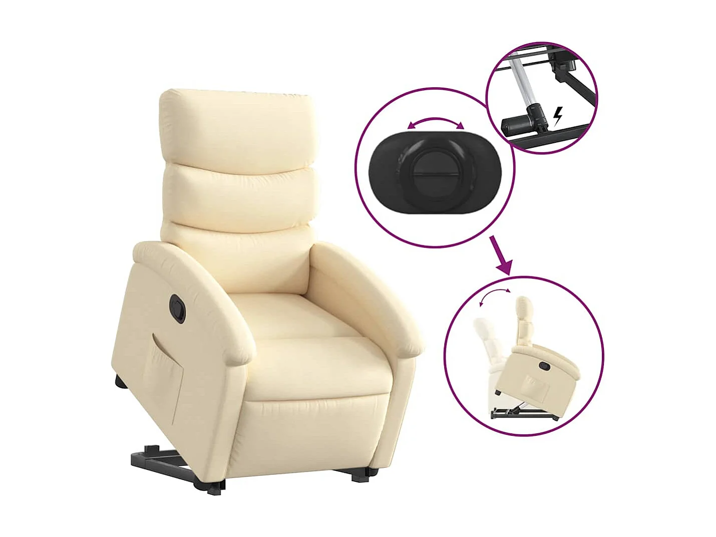 Fauteuil inclinable-Chaise de relax-Fauteuil TV Crème Tissu SHL3105