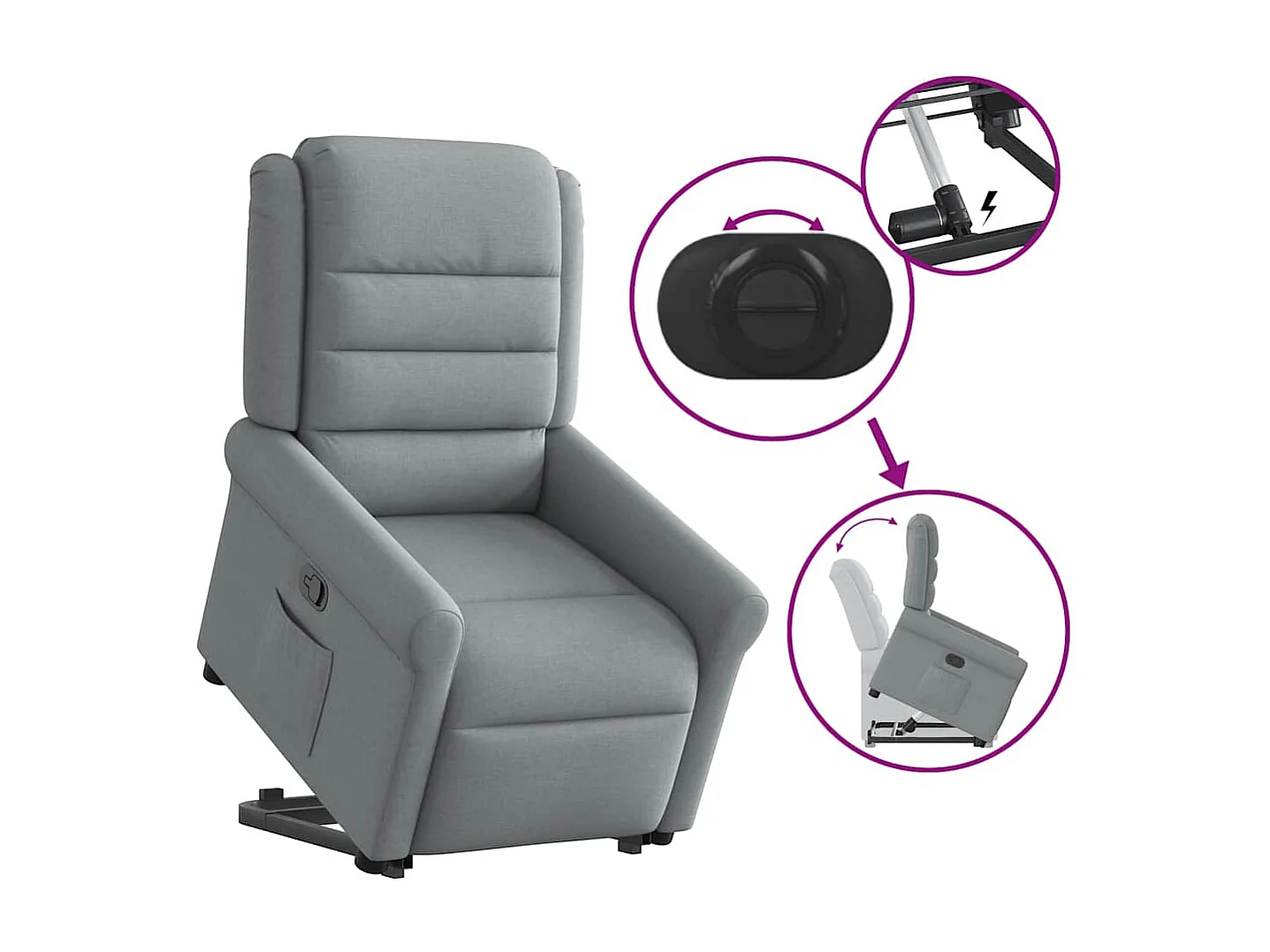 Fauteuil inclinable-Chaise de relax-Fauteuil TV Gris clair Tissu SHL5197