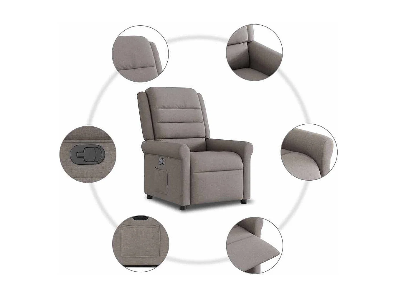 Fauteuil inclinable-Chaise de relax-Fauteuil TV taupe tissu SHL1017