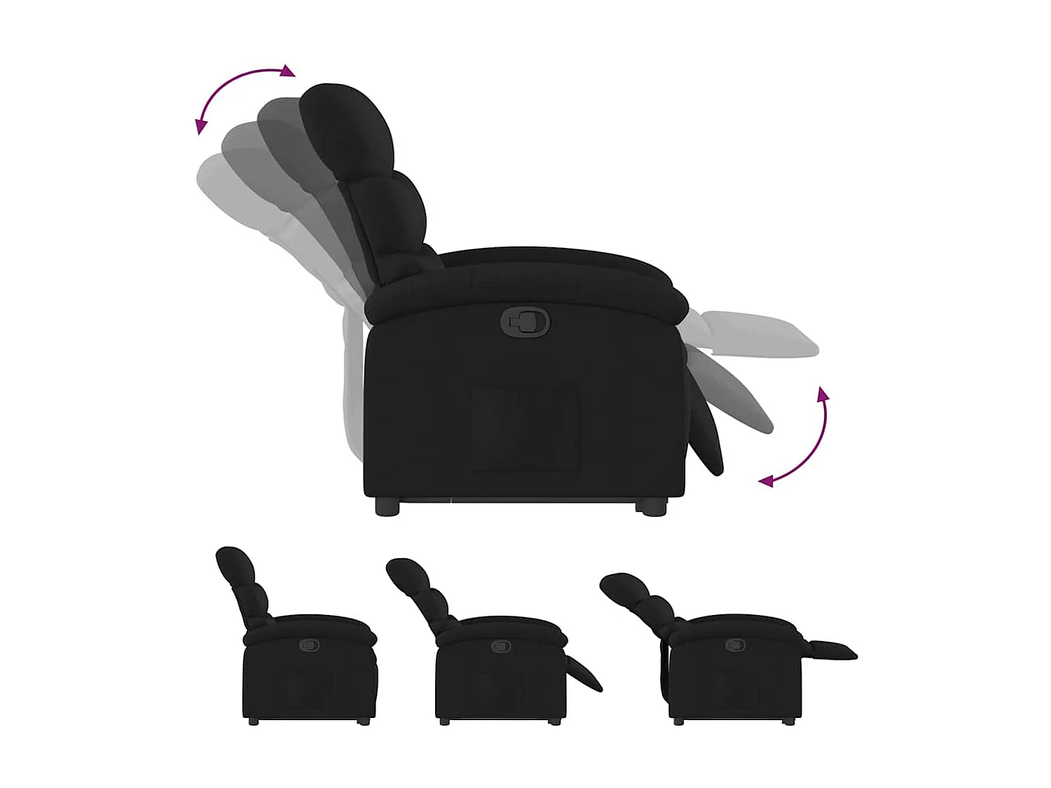 Relaxsessel | Lounge Sessel für Wohnzimmer mit Aufstehhilfe Schwarz Stoff SHL63905