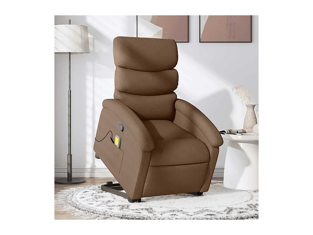 Poltrona reclinável massagens | Poltrona Confortável tecido castanho SHL190173