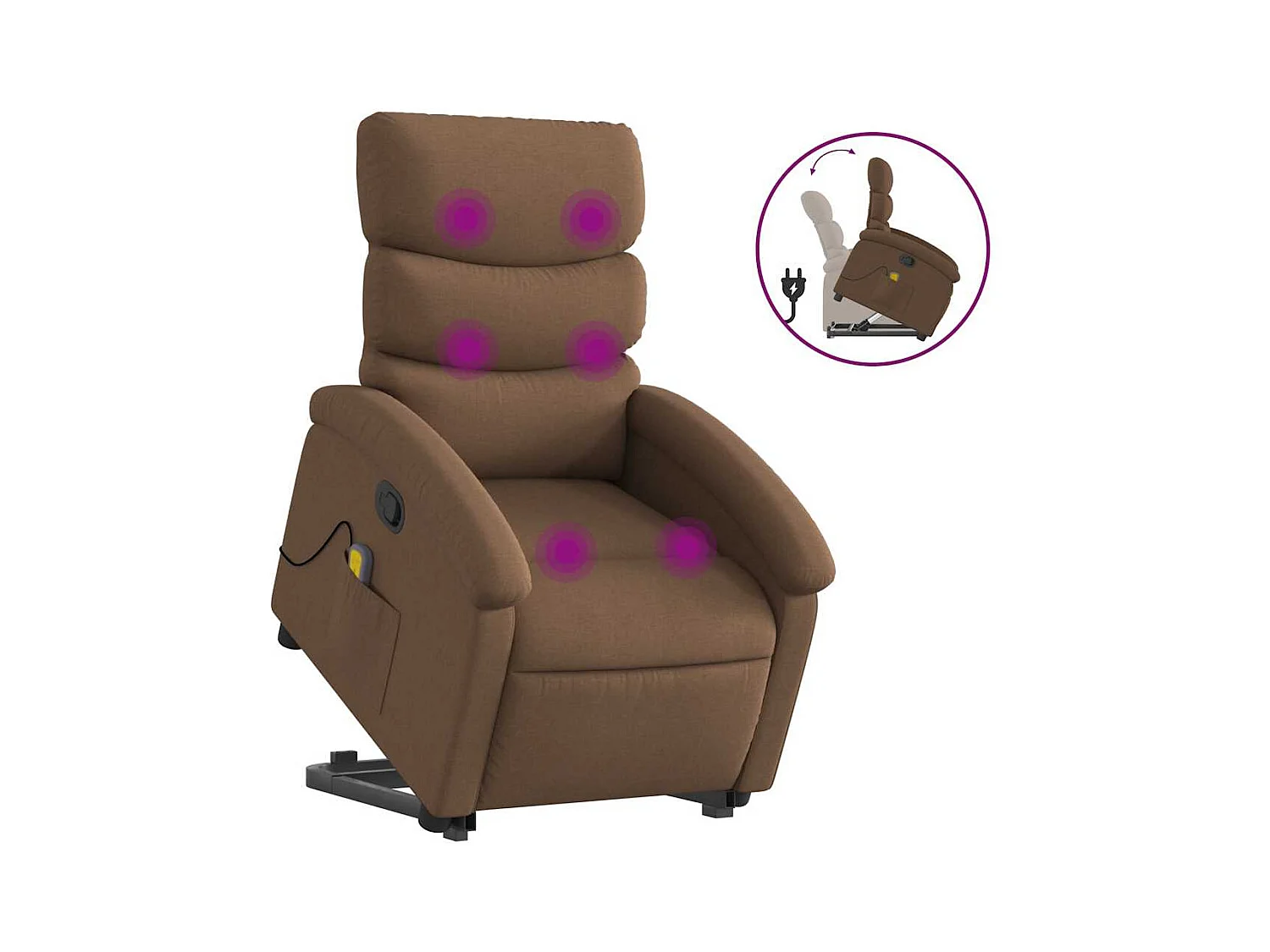 Fauteuil inclinable-Chaise de relax-Fauteuil de Massage Marron Tissu SHL3283