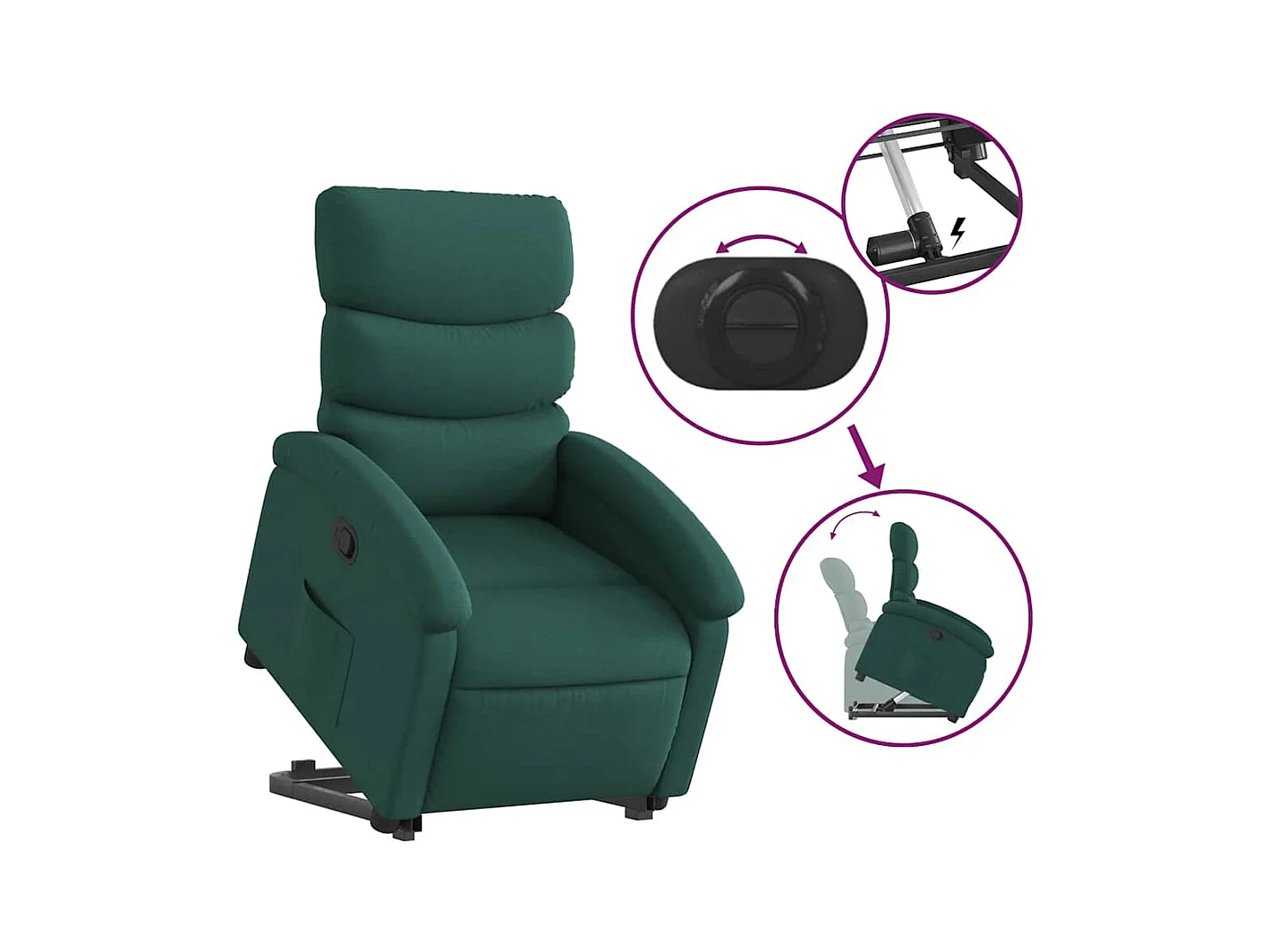Fauteuil inclinable-Chaise de relax-Fauteuil TV vert foncé tissu SHL4148