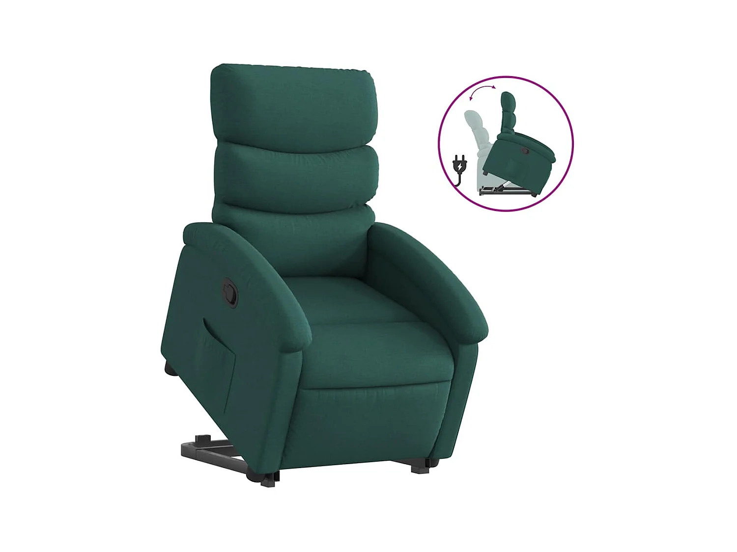 Fauteuil inclinable-Chaise de relax-Fauteuil TV vert foncé tissu SHL4148