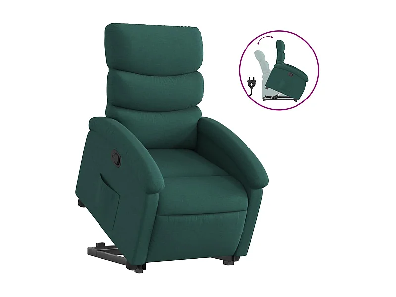 Fauteuil inclinable-Chaise de relax-Fauteuil TV vert foncé tissu SHL4148