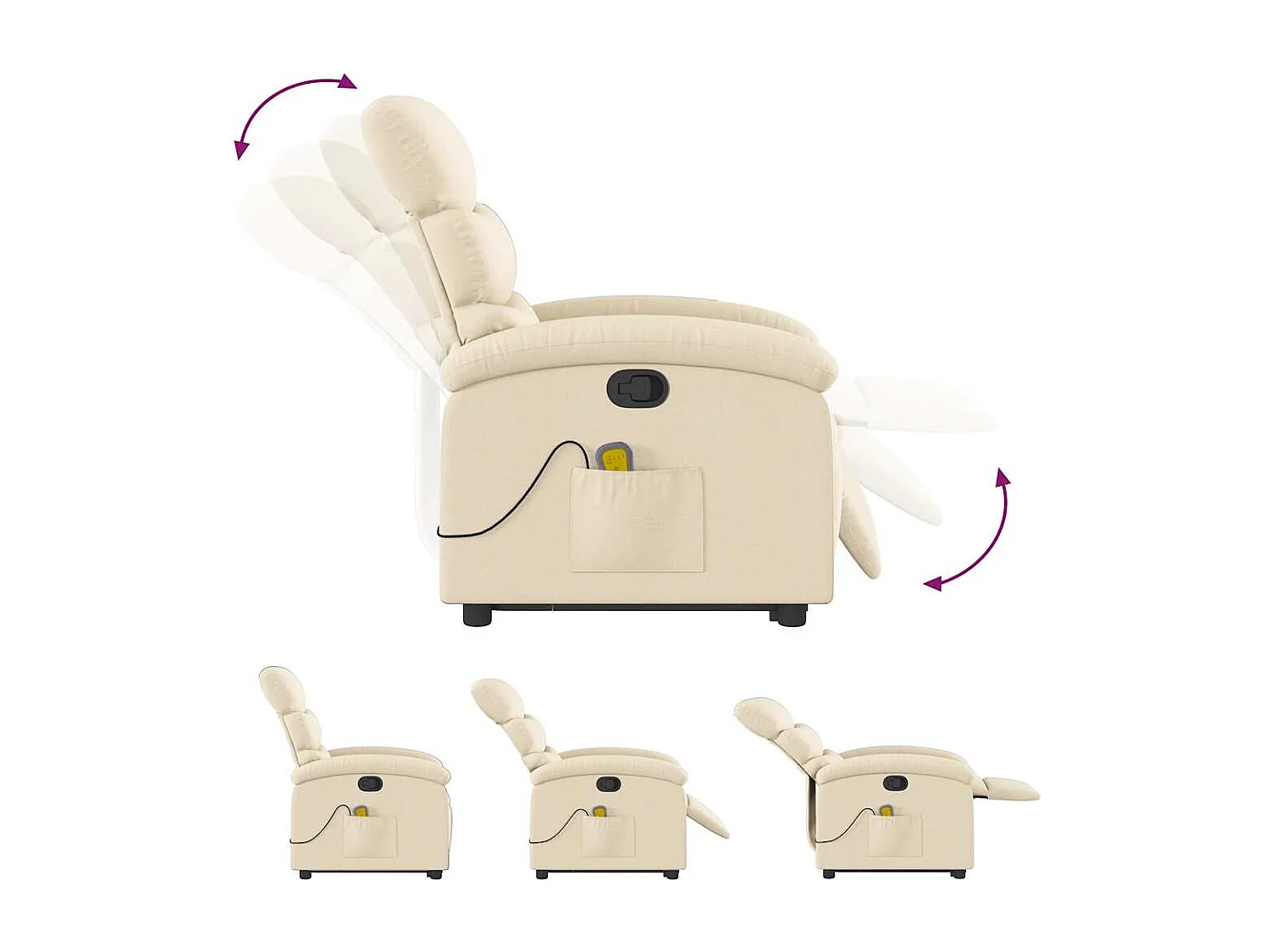 Fauteuil inclinable-Chaise-Fauteuil de Massage Crème Tissu SHL3511