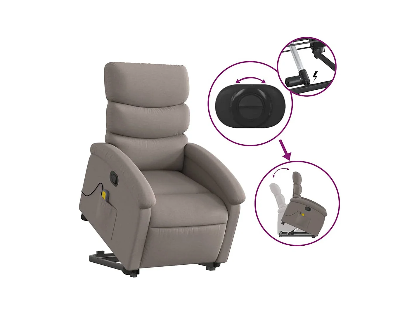 Fauteuil inclinable-Chaise-Fauteuil de Massage Taupe Tissu SHL4274