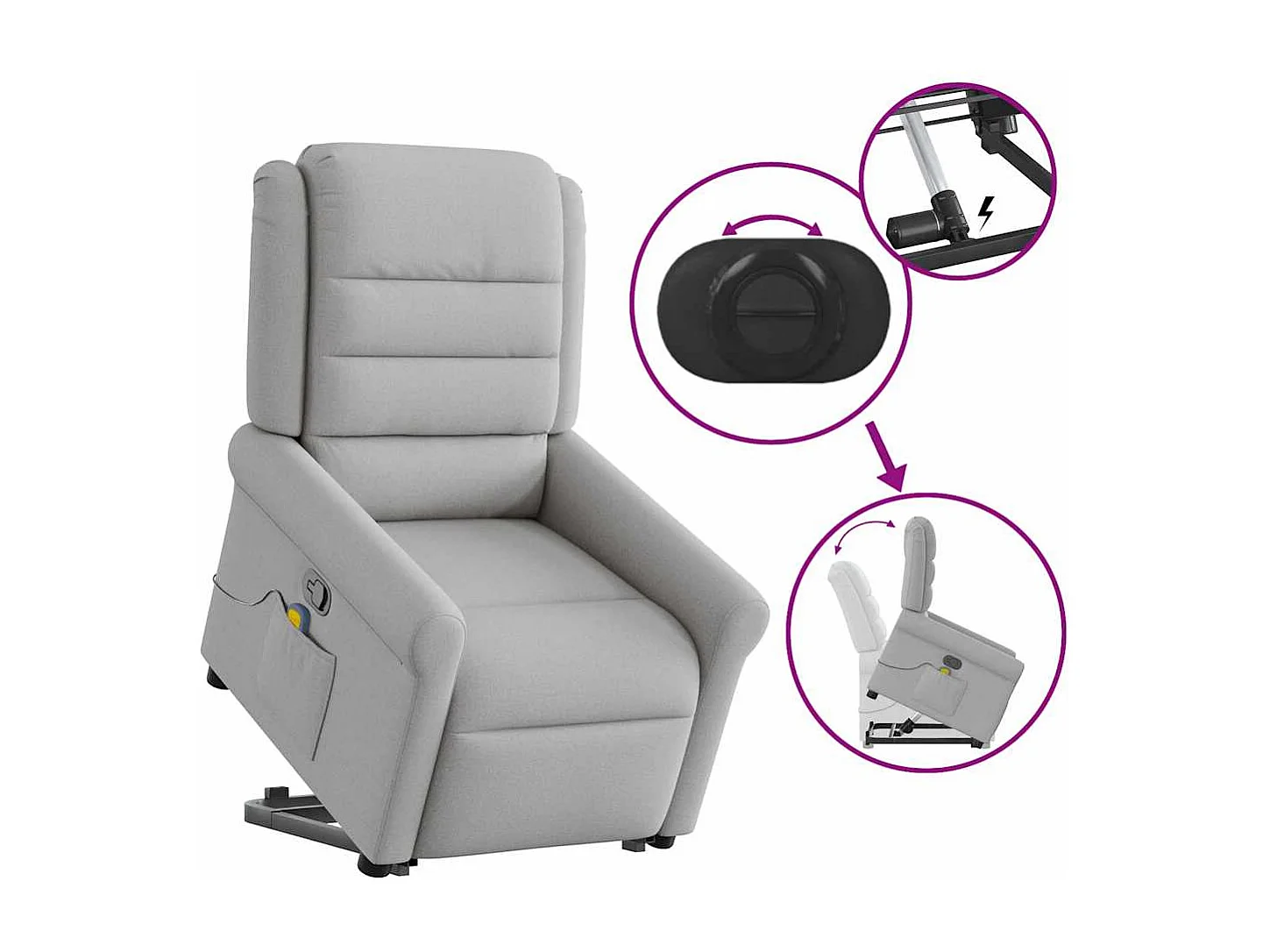 Fauteuil inclinable-Chaise de relax-Fauteuil de Massage gris nuage tissu SHL2727