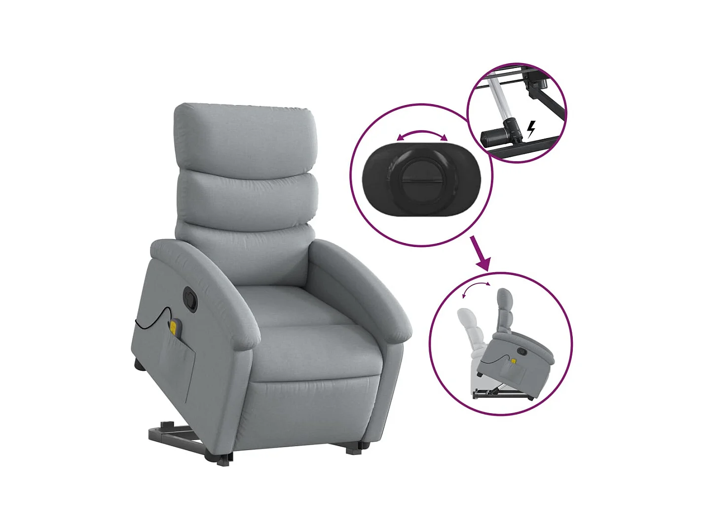 Sillón de salón | Silla | Sillón de masaje reclinable de pie de tela gris claro SHL7344