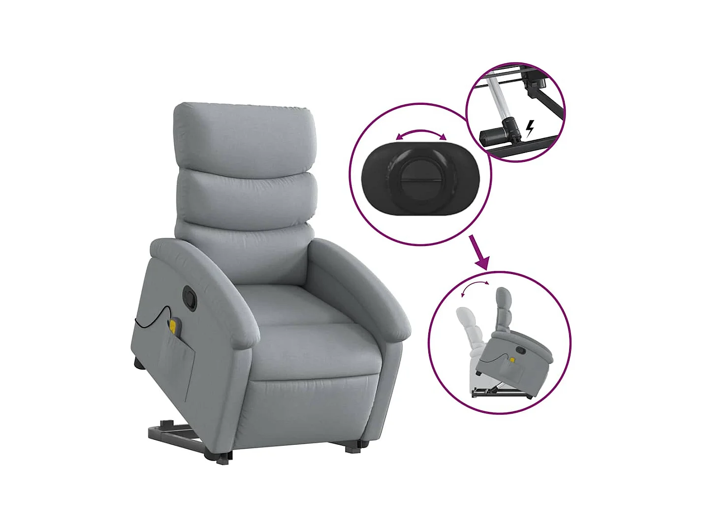 Sillón de salón | Silla | Sillón de masaje reclinable de pie de tela gris claro SHL7344