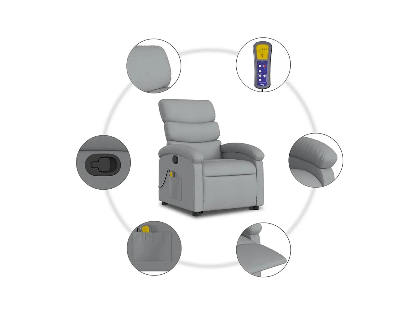 Sillón de salón | Silla | Sillón de masaje reclinable de pie de tela gris claro SHL7344