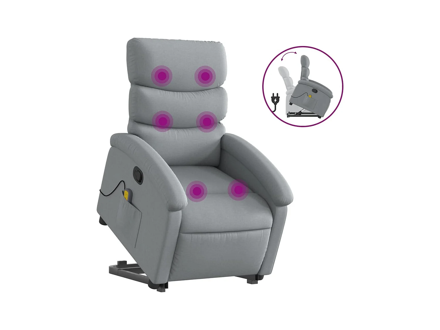 Fauteuil inclinable-Chaise de relax-Fauteuil de Massage Gris clair Tissu SHL1313