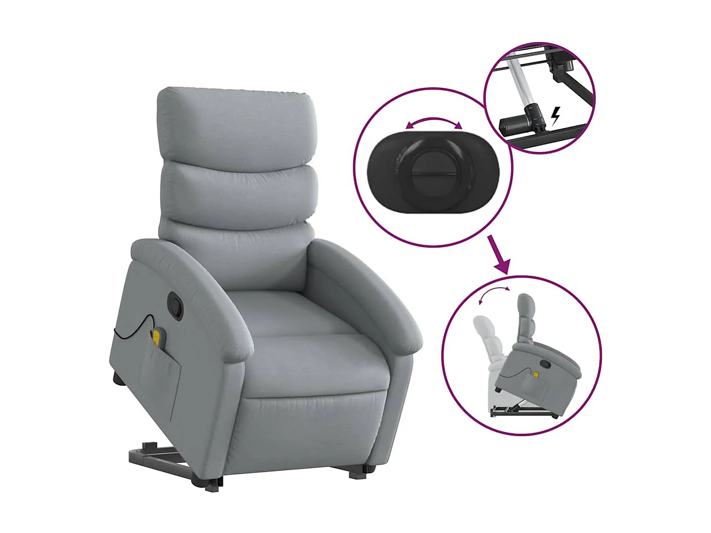 Fauteuil inclinable-Chaise de relax-Fauteuil de Massage Gris clair Tissu SHL1313